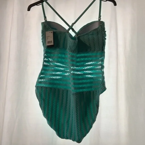Kenneth Cole Aqua/Teal/Turquoise crochet cutout one piece XL NWT - Picture 6 of 10